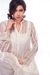 Sadia Aamir - White Royal Stripe